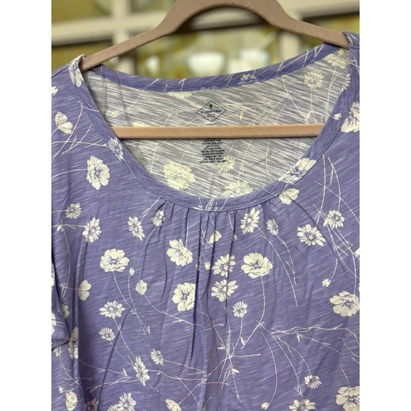 St. John’s Bay Women’s 2X Heathered Floral Print Short Sleeve Blouse Relaxed Fit - Picture 7 of 10